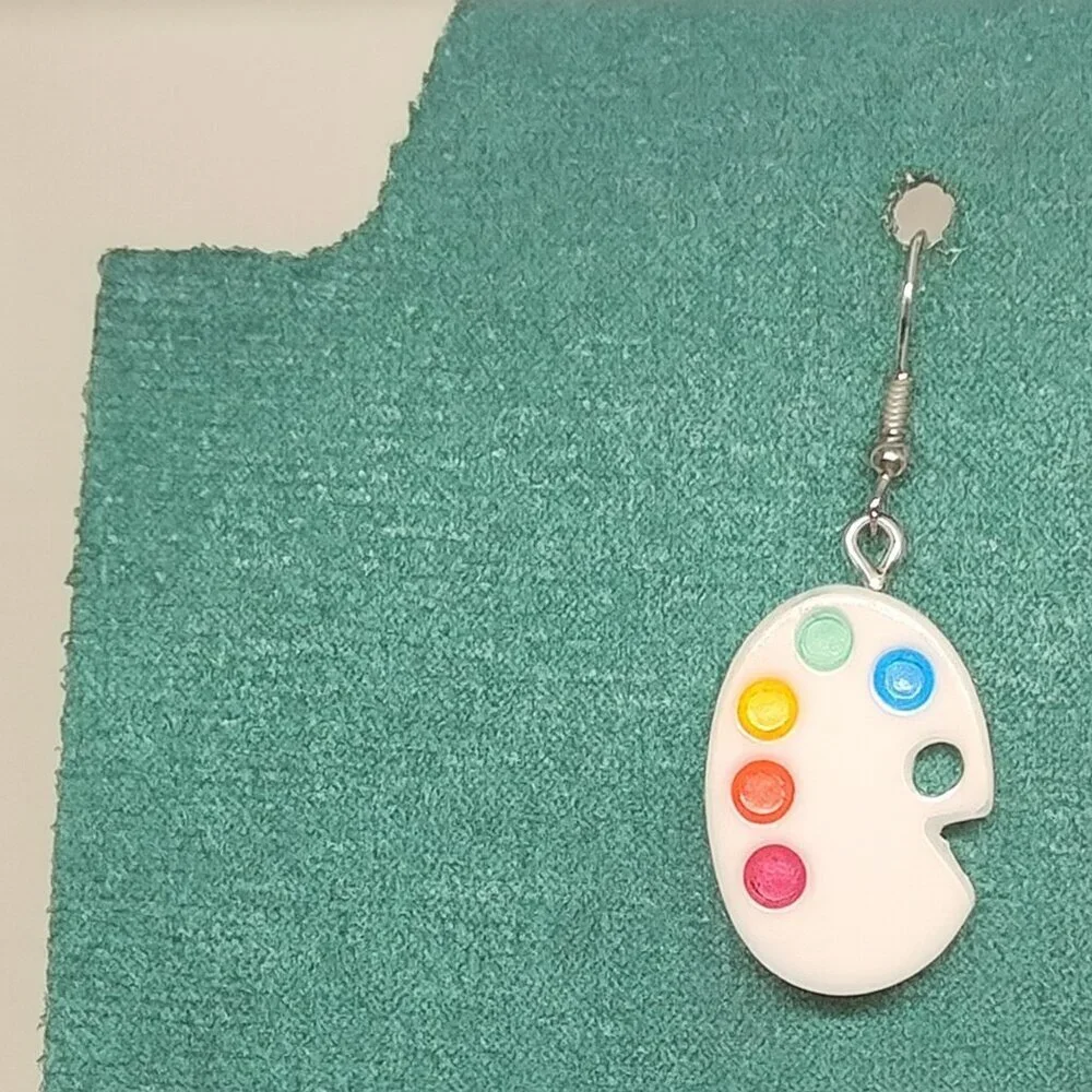 Funky Artist Paint Palette Dangle Earrings | Art Teacher Gift